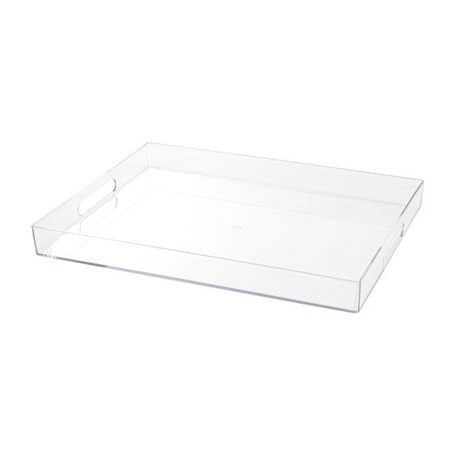 Clear Acrylic Tray Rectangular w Handles (40x30x4cmH)