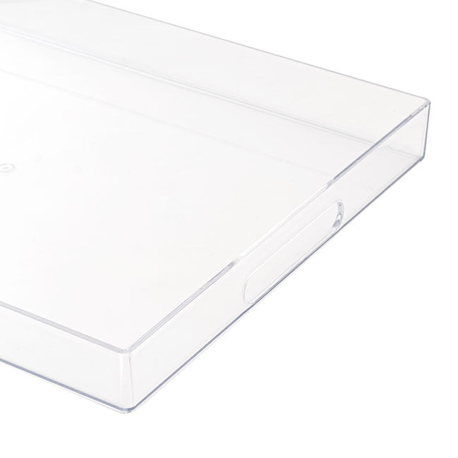 Clear Acrylic Tray Rectangular w Handles (40x30x4cmH)