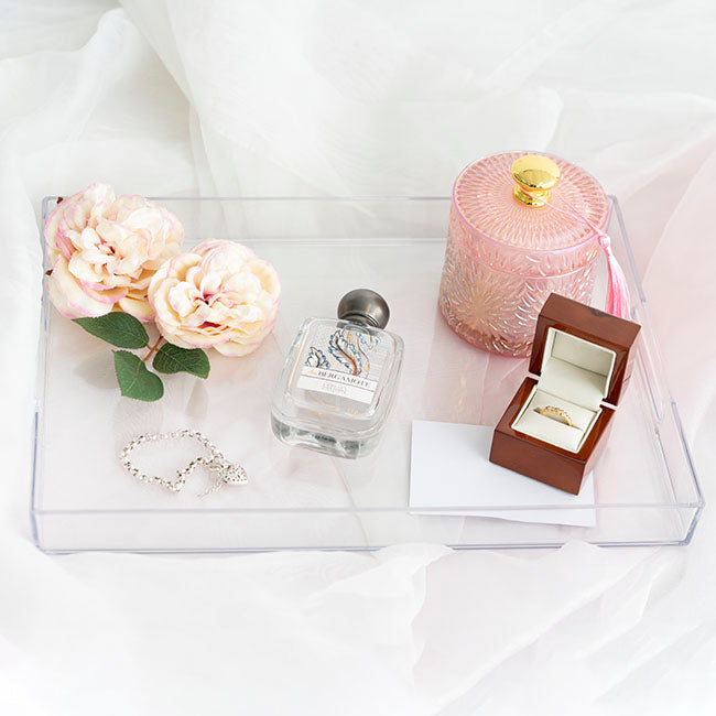 Clear Acrylic Tray Rectangular w Handles (40x30x4cmH)