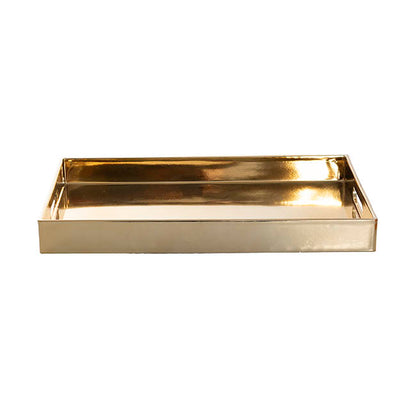 Tray Rectangular w Handles Metallic Gold (40x30x4cmH)