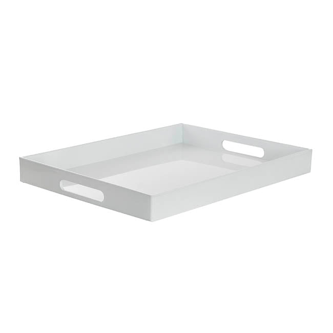 Tray Rectangular w Handles White (40x30x4cmH)