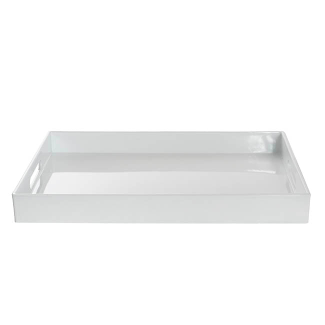 Tray Rectangular w Handles White (40x30x4cmH)