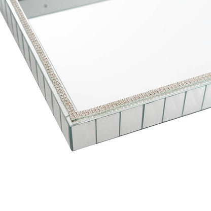 Mirror Tray Rectangle Strip Bevelled Edge Silver(30x40x5cmH)