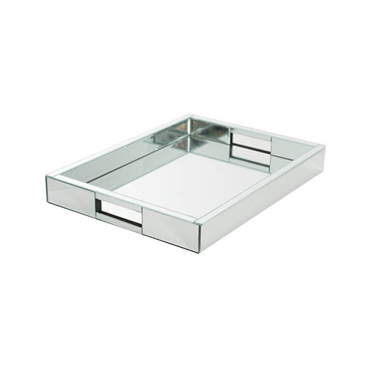 Mirror Tray Rectangle w Handle Silver (30x40x5cmH)