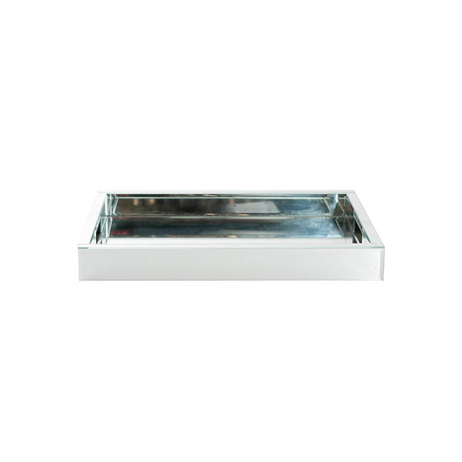 Mirror Tray Rectangle w Handle Silver (30x40x5cmH)
