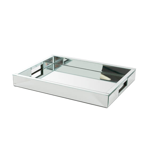 Mirror Tray Rectangle w Handle Silver (30x40x5cmH)