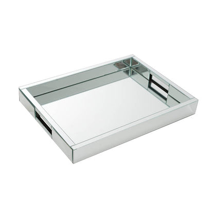 Mirror Tray Rectangle w Handle Silver (30x40x5cmH)