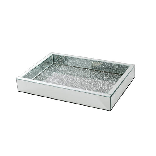 Rectange Crystal Mirror Tray Silver (35x25x5.5cmH)