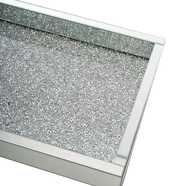 Rectange Crystal Mirror Tray Silver (35x25x5.5cmH)