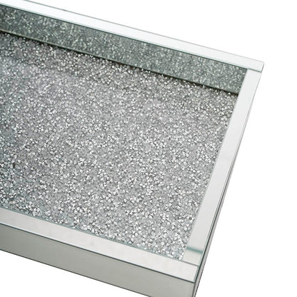 Rectange Crystal Mirror Tray Silver (35x25x5.5cmH)