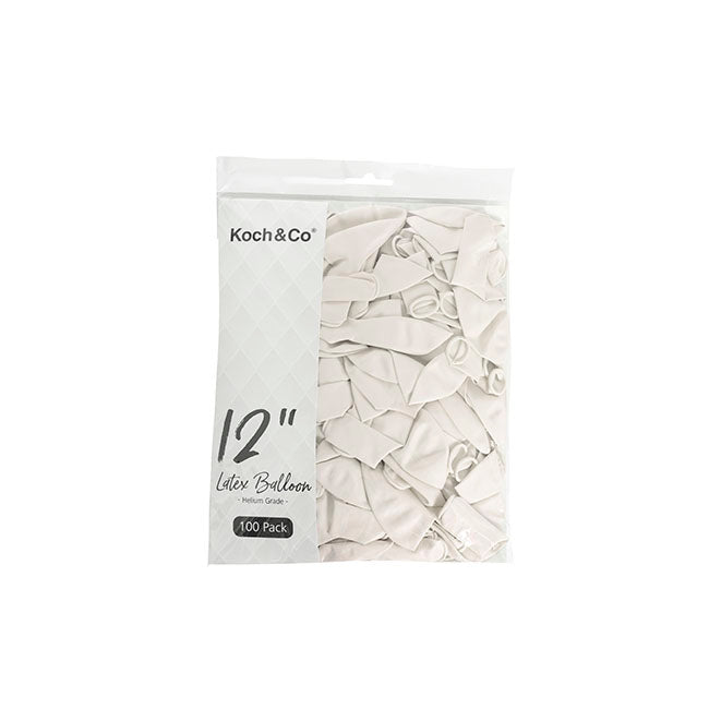 Latex Koch Balloon 12" 100 Pack White (31cmD)