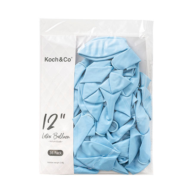 Latex Balloon 12" Pack 36 Pastel Blue (30.5cmD)