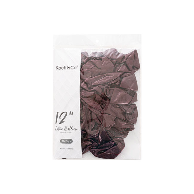 Latex Balloon 12" Pack 36 Burgundy (30.5cmD)