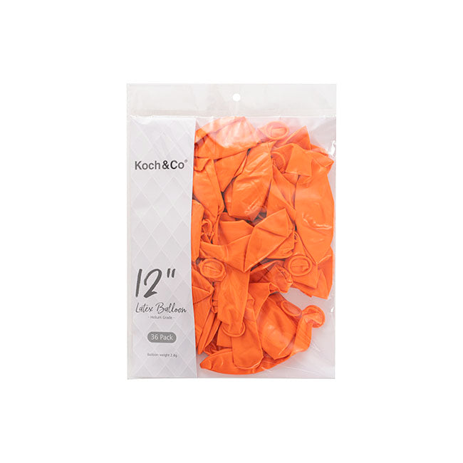 Latex Balloon 12" Pack 36 Orange (30.5cmD)