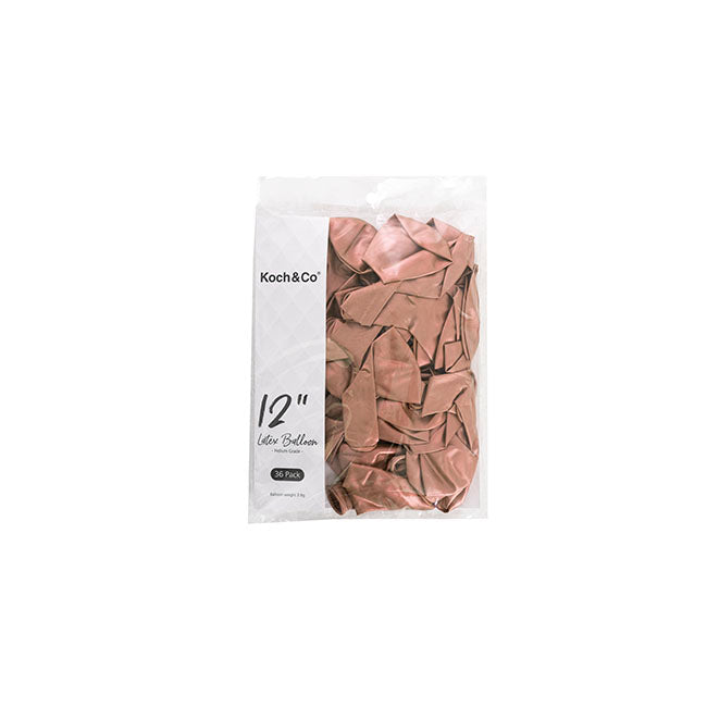 Latex Balloon 12" Pack 36 Metallic Rose Gold (30.5cmD)