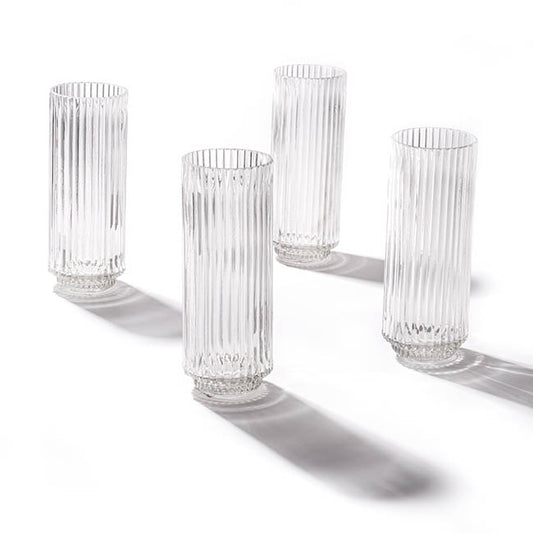 Glass Craft Ripple Vase Candle Holder Clear (6x16cmH)