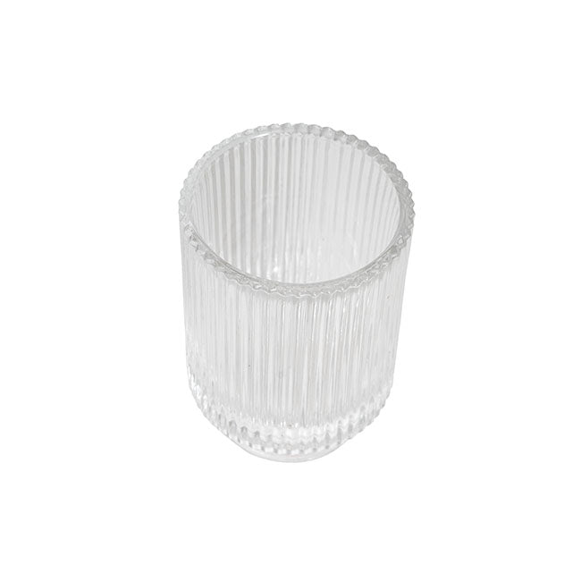 Glass Craft Ripple Vase Candle Holder Clear (8.7x12.8cmH)