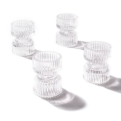 Glass Craft Ripple 2 in 1 Candle Holder Crystal (6x7.5cmH)