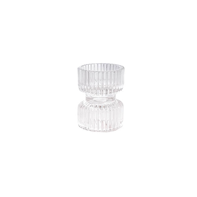 Glass Craft Ripple 2 in 1 Candle Holder Crystal (6x7.5cmH)