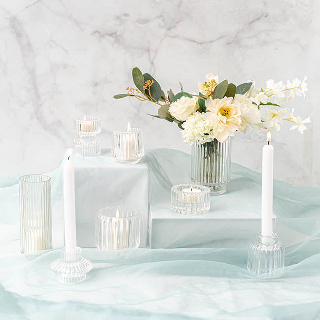 Glass Craft Ripple 2 in 1 Candle Holder Crystal (6x7.5cmH)