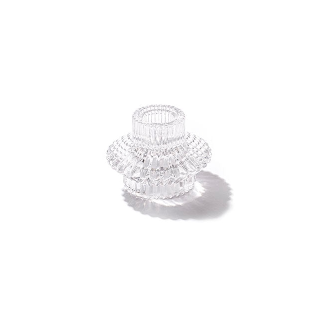 Glass Craft Ripple 2 in 1 Candle Holder Clear (8x5.6cmH)