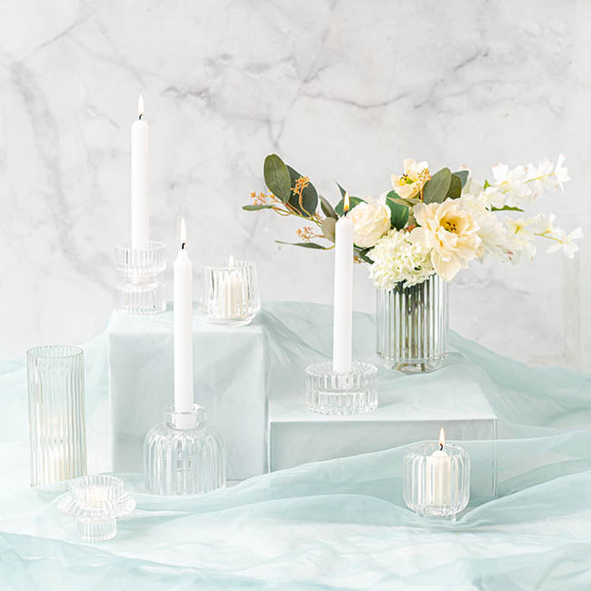 Glass Craft Ripple 2 in 1 Candle Holder Clear (8x5.6cmH)