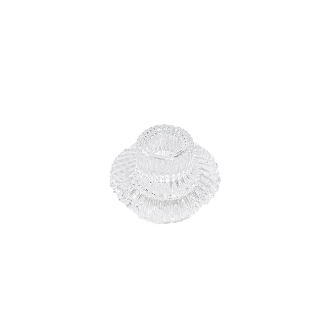 Glass Craft Ripple 2 in 1 Candle Holder Clear (8x5.6cmH)