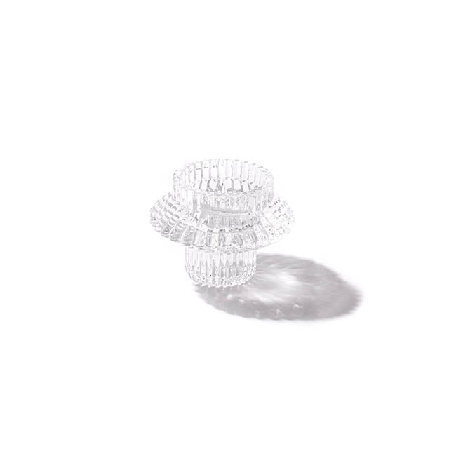 Glass Craft Ripple 2 in 1 Candle Holder Clear (8x5.6cmH)
