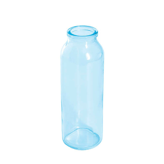 Glass Tall Milk Bottle Solid Glossy Baby Blue (5.5x16cmH)