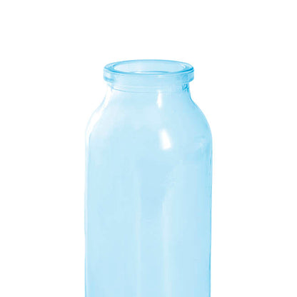 Glass Tall Milk Bottle Solid Glossy Baby Blue (5.5x16cmH)