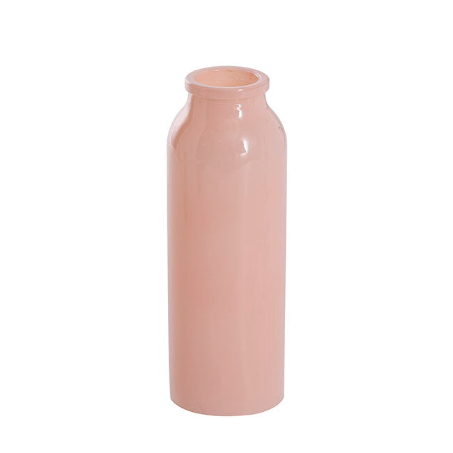 Glass Tall Milk Bottle Solid Glossy Soft Peach (5.5x16cmH)