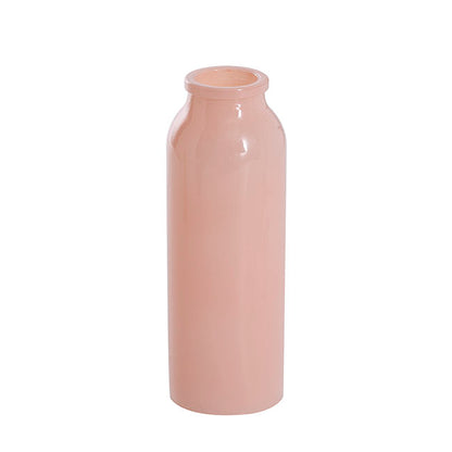 Glass Tall Milk Bottle Solid Glossy Soft Peach (5.5x16cmH)