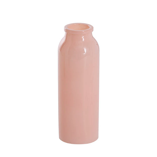 Glass Tall Milk Bottle Solid Glossy Soft Peach (5.5x16cmH)