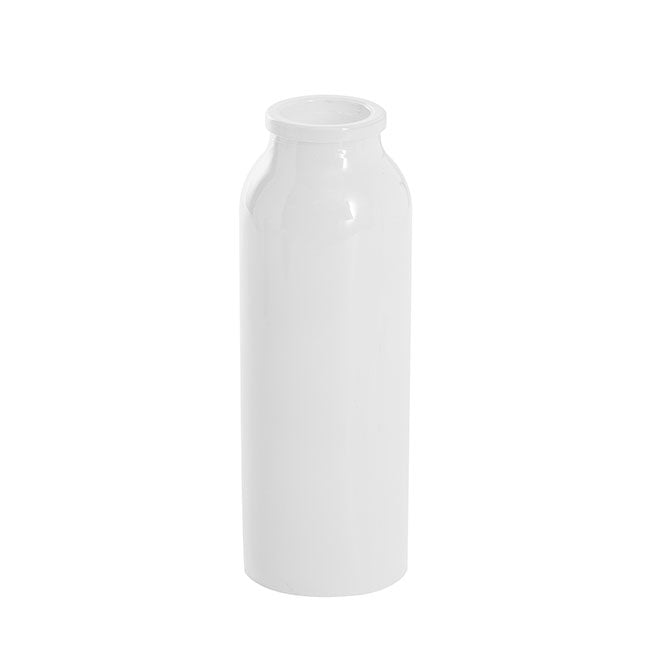 Glass Tall Milk Bottle Solid Glossy White (5.5x16cmH)