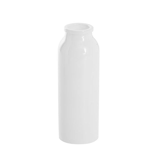 Glass Tall Milk Bottle Solid Glossy White (5.5x16cmH)