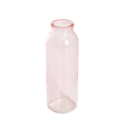 Glass Tall Milk Bottle Pink (5.5x16cmH)