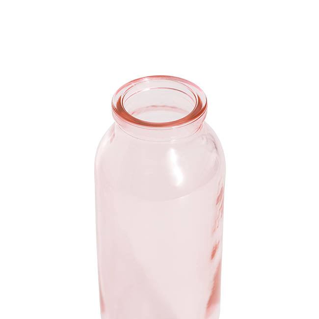 Glass Tall Milk Bottle Pink (5.5x16cmH)