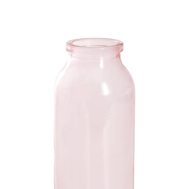 Glass Tall Milk Bottle Pink (5.5x16cmH)