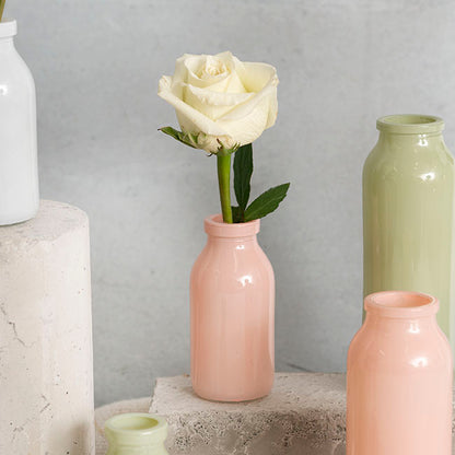 Glass Classic Milk Bottle Solid Glossy Soft Peach (5x10cmH)