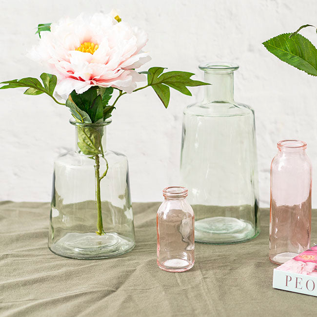 Glass Classic Milk Bottle Pink (5x10cmH)