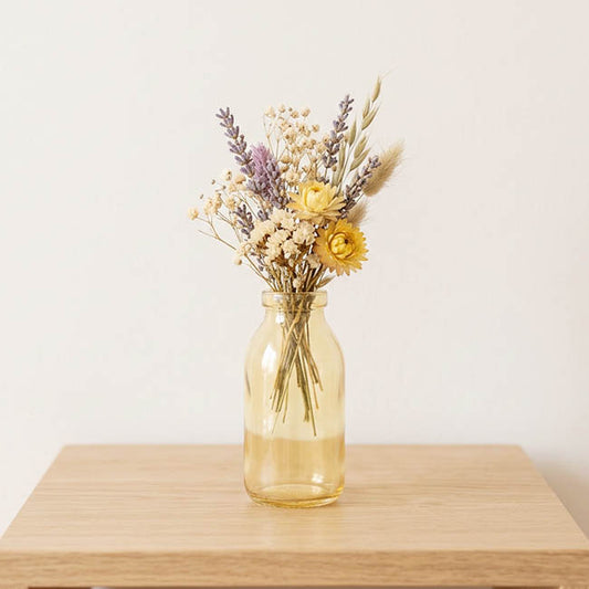 Glass Classic Milk Bottle Light Yellow (5x10cmH)