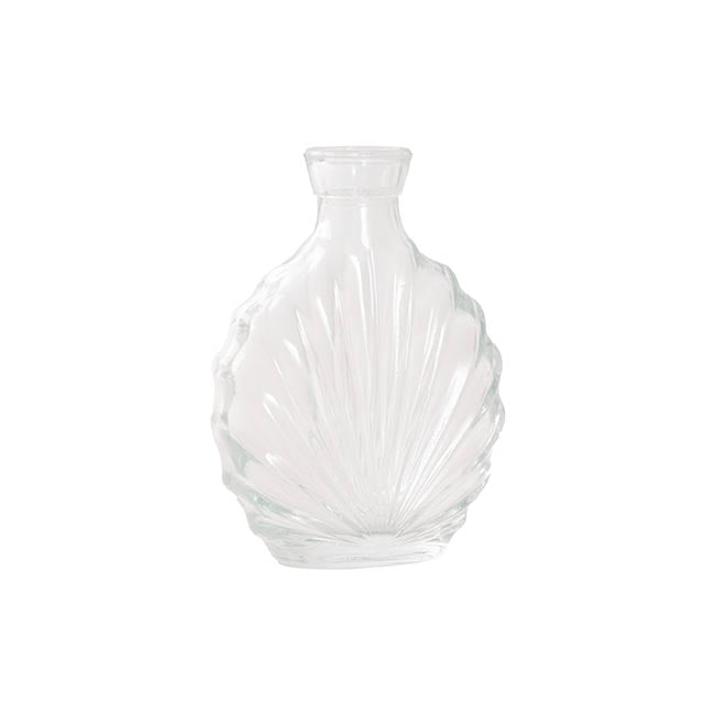 Glass Shell Shape Bottle Vase Clear (8.5x4x10.5cmH)