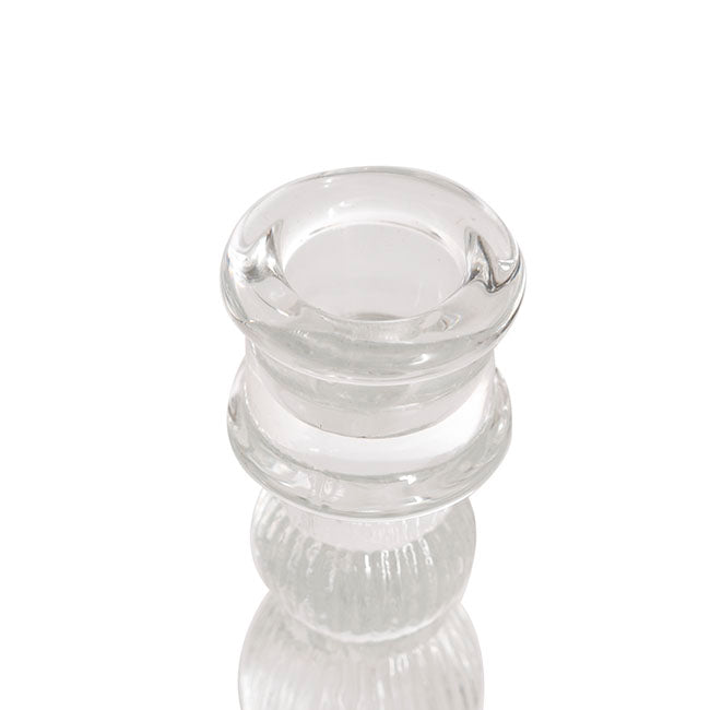 Glass Swindon Dinner Taper Candle Holder Clear (8Dx15.5cmH)