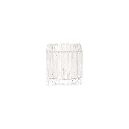 Glass Craft Ripple Tealight Holder Cube Clear (5x5cmH)