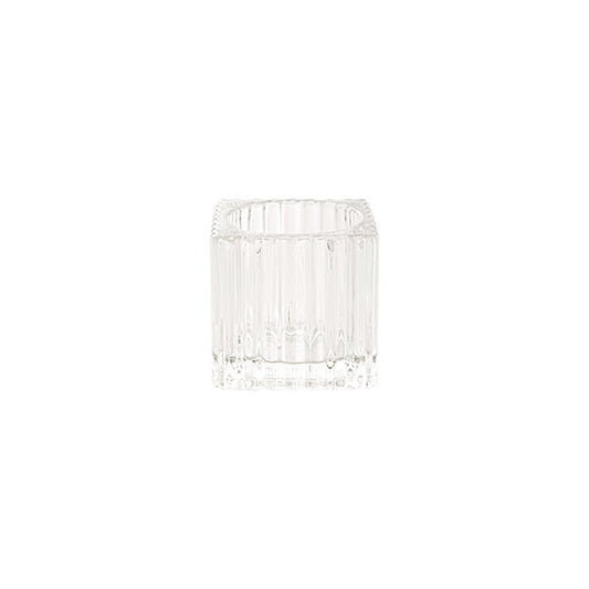 Glass Craft Ripple Tealight Holder Cube Clear (5x5cmH)