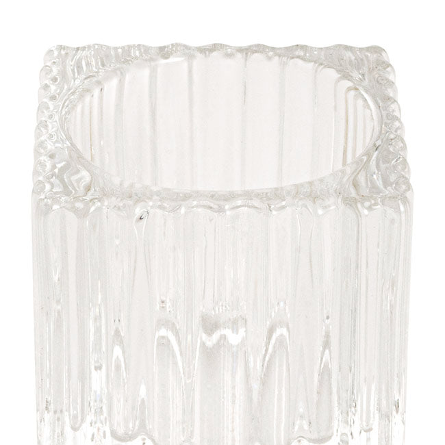 Glass Craft Ripple Tealight Holder Cube Clear (5x5cmH)