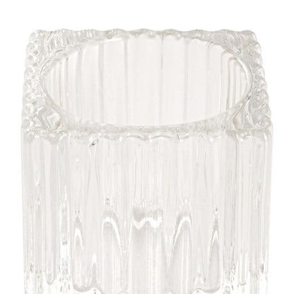 Glass Craft Ripple Tealight Holder Cube Clear (5x5cmH)