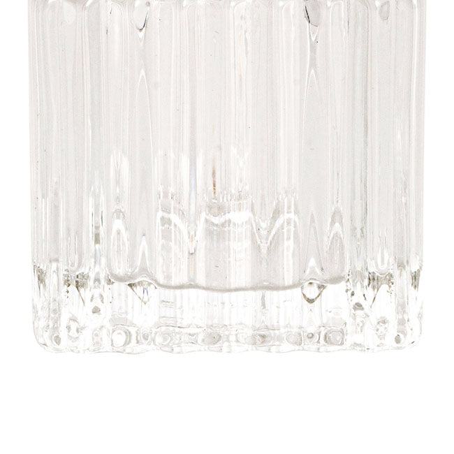 Glass Craft Ripple Tealight Holder Cube Clear (5x5cmH)
