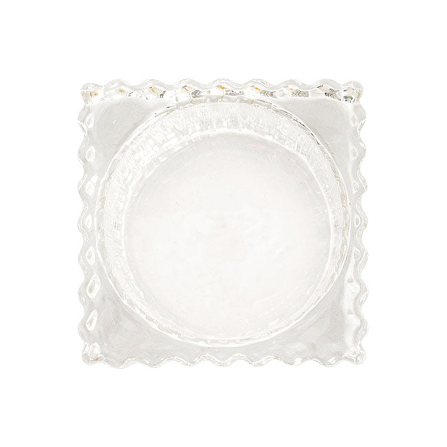 Glass Craft Ripple Tealight Holder Cube Clear (5x5cmH)