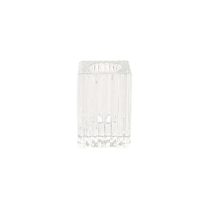 Glass Craft Ripple Dinner Taper Candle Holder Clear (4x6cmH)